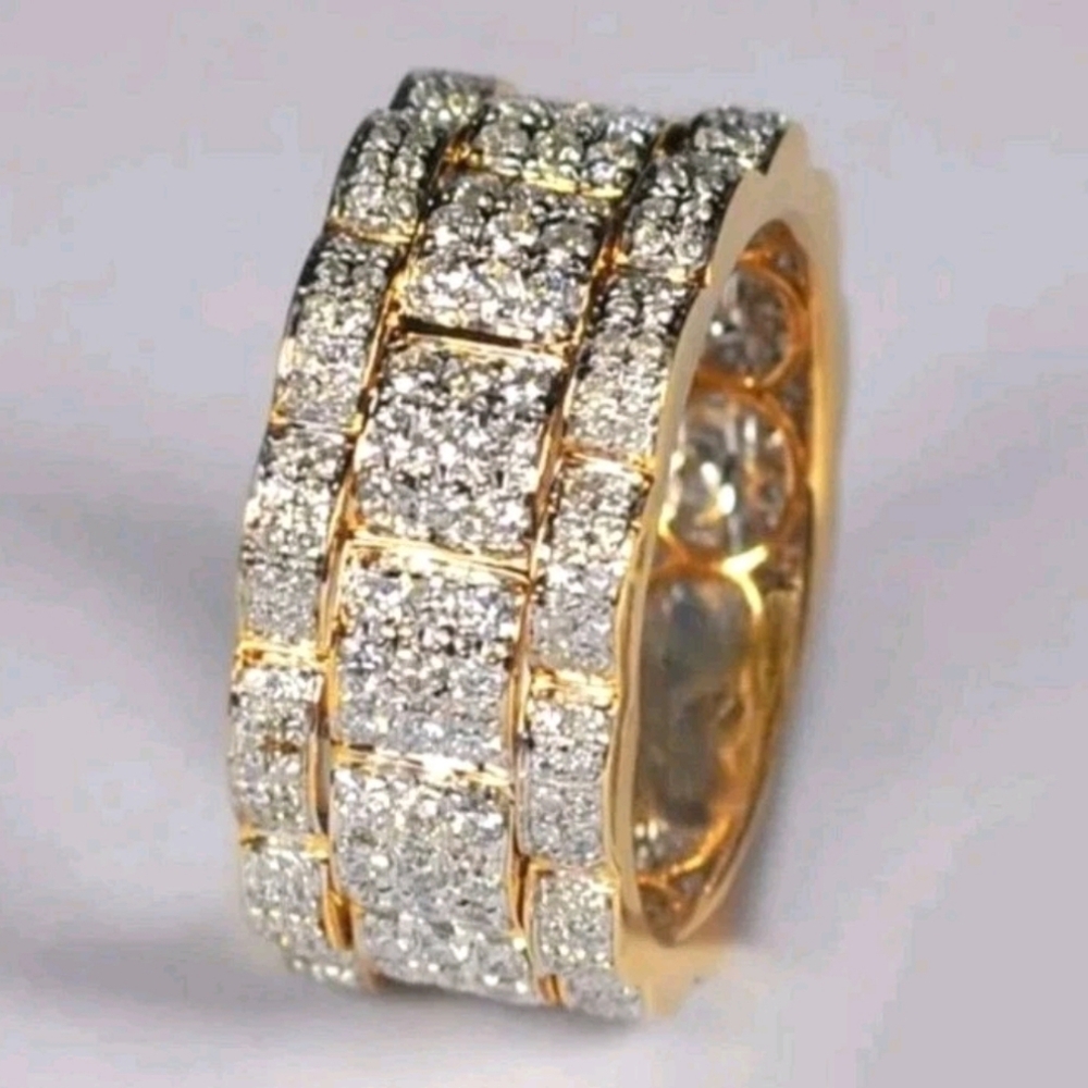 Exquisite Luxurious Micro Pave Cubic Zirconia Hip Hop Blinged Out Ring  For Men